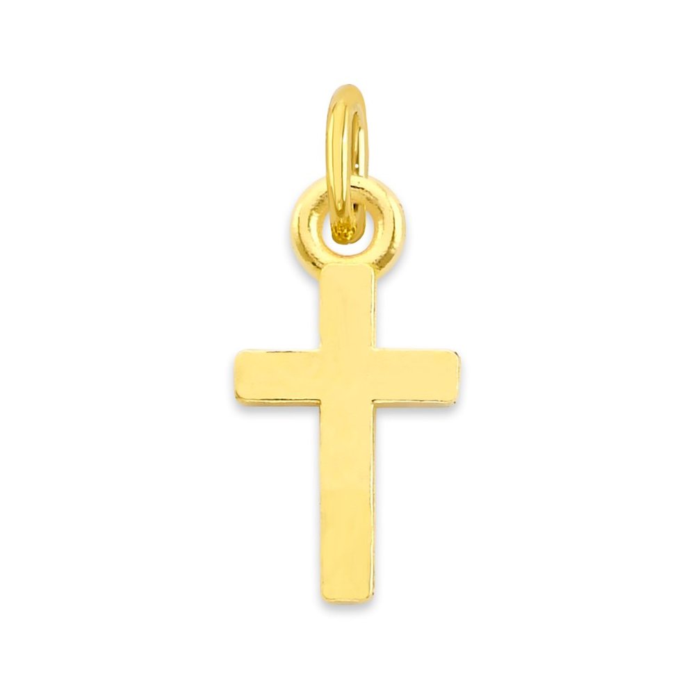 Solid 10k Gold Cross Charm - Tiny Religious Charm for Bracelet